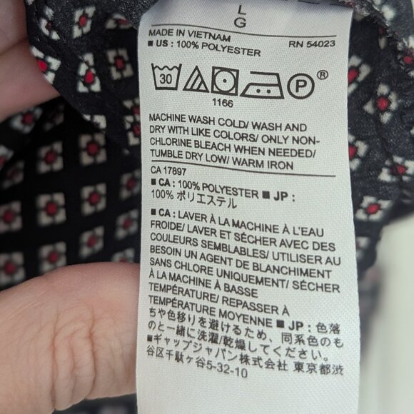 Banana Republic V-neck Navy Geometric Pattern Shell Size L - Picture 4 of 9